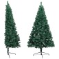 Meia árvore Natal artificial pré-iluminada c/ bolas verde