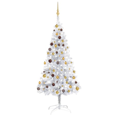 Árvore Natal artificial pré-iluminada c/bola 180cm PET prateado