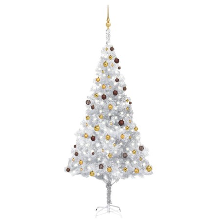 Árvore Natal artificial pré-iluminada c/bola 240cm PET prateado