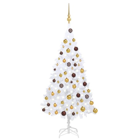 Árvore Natal artificial pré-iluminada c/ bolas 120cm PVC branco