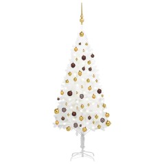 Árvore Natal artificial pré-iluminada c/ bolas 150 cm branco