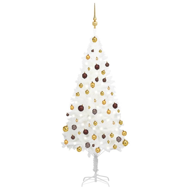 Árvore Natal artificial pré-iluminada c/ bolas 150 cm branco-Árvores de Natal-Home Retail