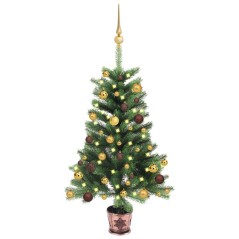 Árvore Natal artificial pré-iluminada c/ bolas 65 cm verde