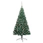 Meia árvore Natal artificial pré-iluminada c/ bolas verde