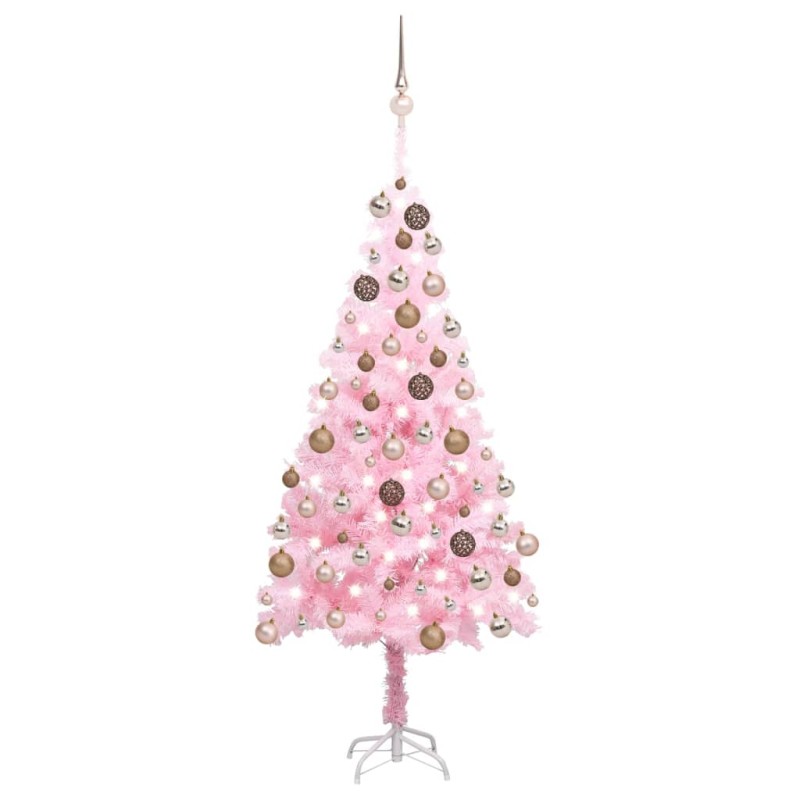 Árvore Natal artificial pré-iluminada c/ bolas PVC rosa-Árvores de Natal-Home Retail