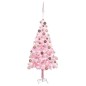 Árvore Natal artificial pré-iluminada c/ bolas PVC rosa