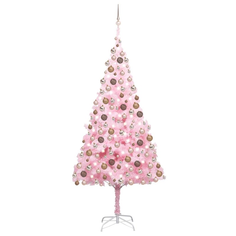 Árvore Natal artificial pré-iluminada c/ bolas PVC rosa-Árvores de Natal-Home Retail