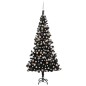 Árvore Natal artificial pré-iluminada c/ bolas PVC preto