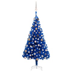 Árvore Natal artificial pré-iluminada c/ bolas 120cm PVC azul