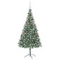 Árvore Natal artificial pré-iluminada c/ bolas e pinhas 210 cm