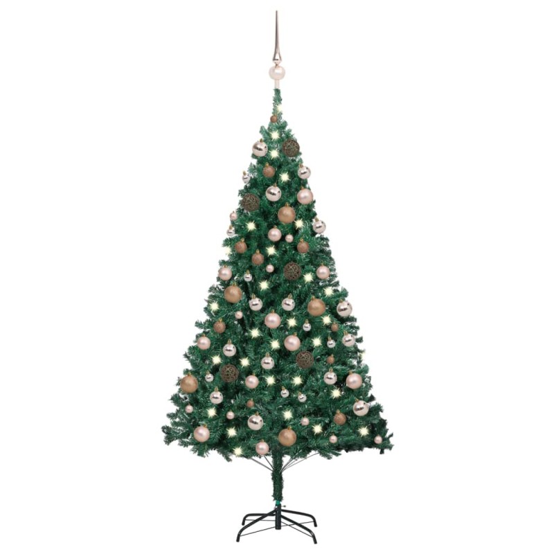 Árvore Natal artificial pré-iluminada c/ bolas 120 cm PVC verde-Árvores de Natal-Home Retail