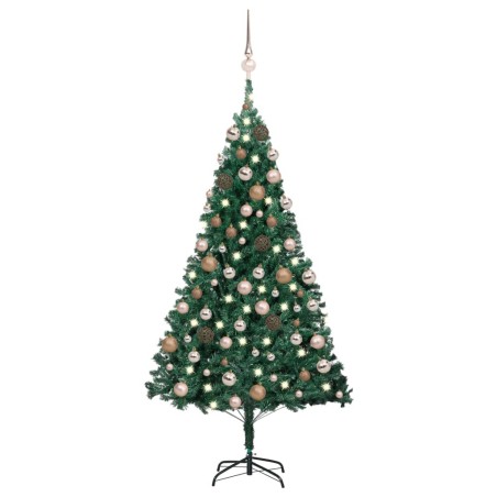 Árvore Natal artificial pré-iluminada c/ bolas 120 cm PVC verde