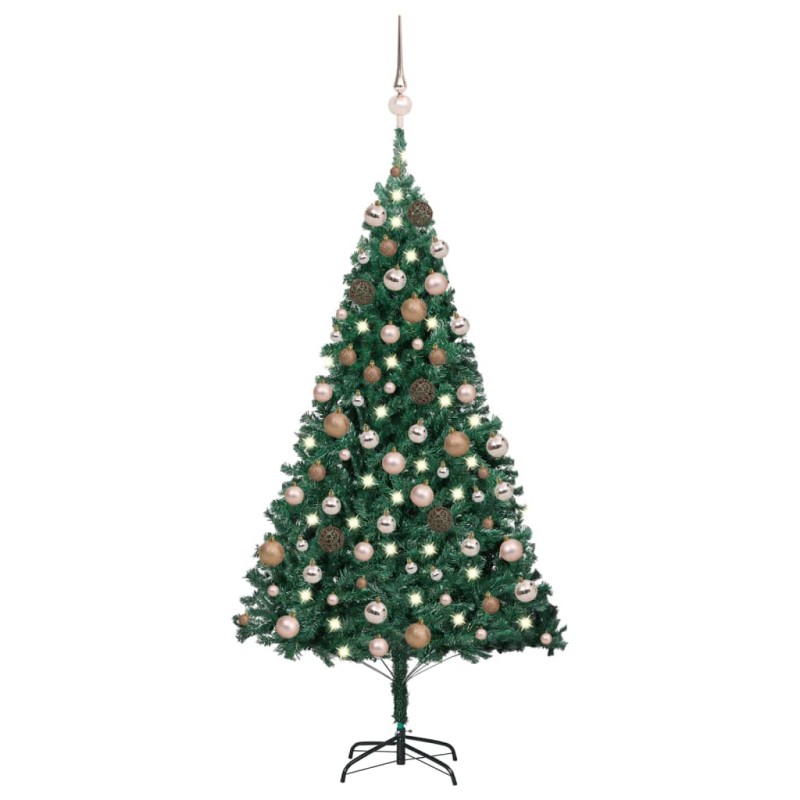 Árvore Natal artificial pré-iluminada c/ bolas 180 cm PVC verde-Árvores de Natal-Home Retail