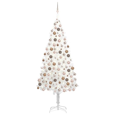 Árvore Natal artificial pré-iluminada c/ bolas branco