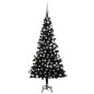 Árvore Natal artificial pré-iluminada c/ bolas PVC preto