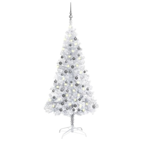 Árvore Natal artificial pré-iluminada c/bola 150cm PET prateado