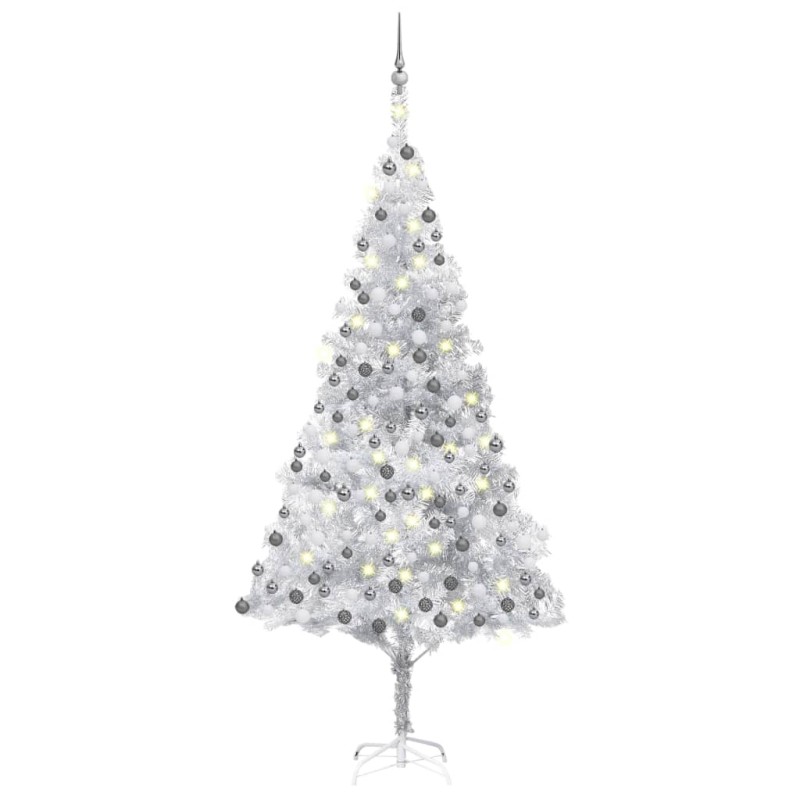 Árvore Natal artificial pré-iluminada c/bola 210cm PET prateado-Árvores de Natal-Home Retail