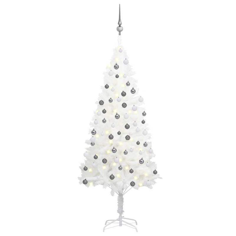 Árvore Natal artificial pré-iluminada c/ bolas 150 cm branco-Árvores de Natal-Home Retail