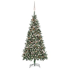 Árvore Natal artificial pré-iluminada c/ bolas e pinhas 210 cm