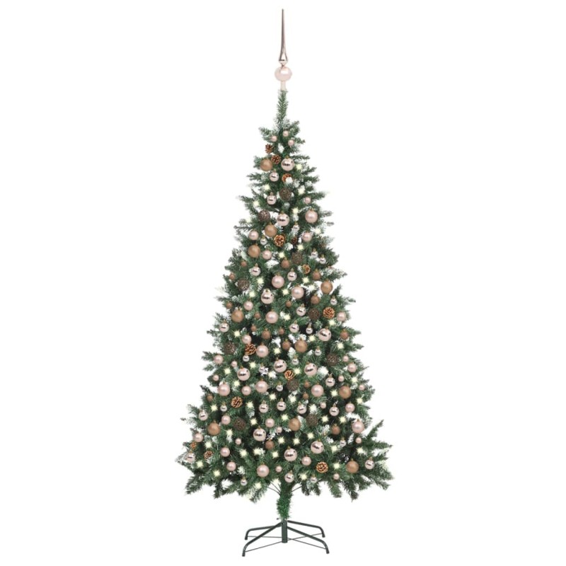 Árvore Natal artificial pré-iluminada c/ bolas e pinhas 210 cm-Árvores de Natal-Home Retail