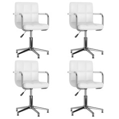 Cadeiras de jantar giratórias 4 pcs couro artificial branco