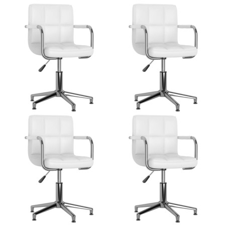 Cadeiras de jantar giratórias 4 pcs couro artificial branco