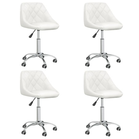 Cadeiras de jantar giratórias 4 pcs couro artificial branco