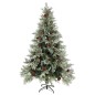 Árvore Natal pré-iluminada c/ pinhas 120 cm PVC/PE verde/branco