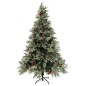 Árvore Natal pré-iluminada c/ pinhas 120 cm PVC/PE verde/branco