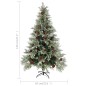 Árvore Natal pré-iluminada c/ pinhas 120 cm PVC/PE verde/branco