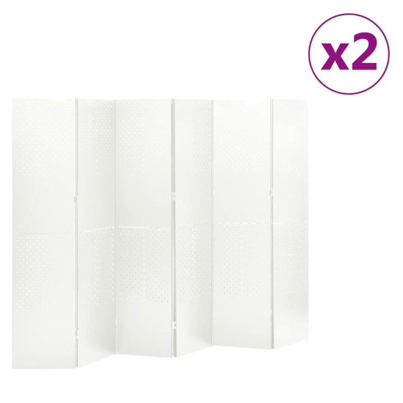 Divisórias/biombos com 6 painéis 2 pcs aço 240x180 cm branco-Biombos-Home Retail