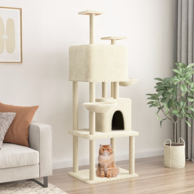 Árvore para gatos c/ postes arranhadores sisal 180 cm cor creme-Móveis para gatos-Home Retail