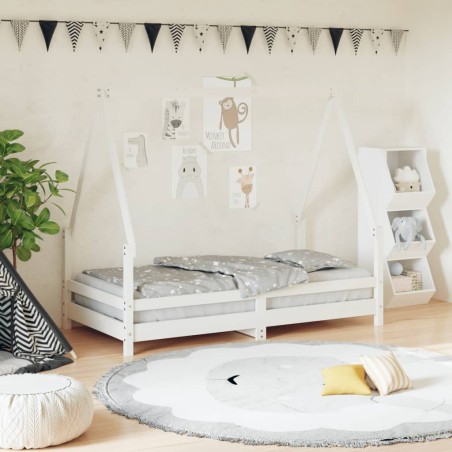 Estrutura de cama infantil 80x160 cm pinho maciço branco