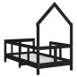 Estrutura de cama infantil 70x140 cm pinho maciço preto