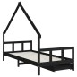 Estrutura cama infantil c/ gavetas 90x190 cm pinho maciço preto