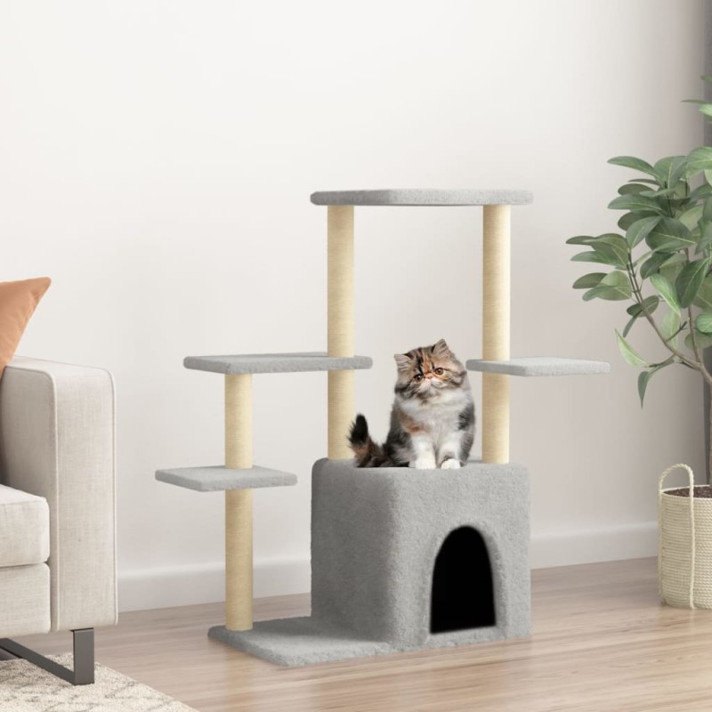 Árvore p/ gatos c/ postes arranhadores sisal 97,5cm cinza-claro-Móveis para gatos-Home Retail