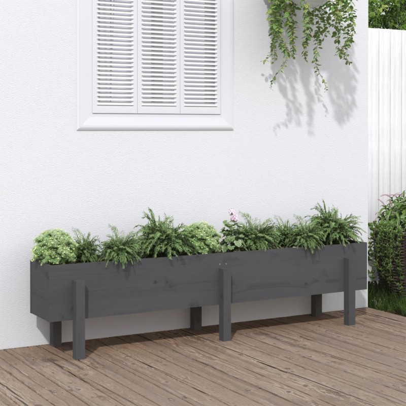 Canteiro elevado de jardim 160x30x38 cm pinho maciço cinzento-Vasos e floreiras-Home Retail