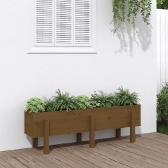 Canteiro elevado jardim 121x30x38 cm pinho maciço castanho-mel