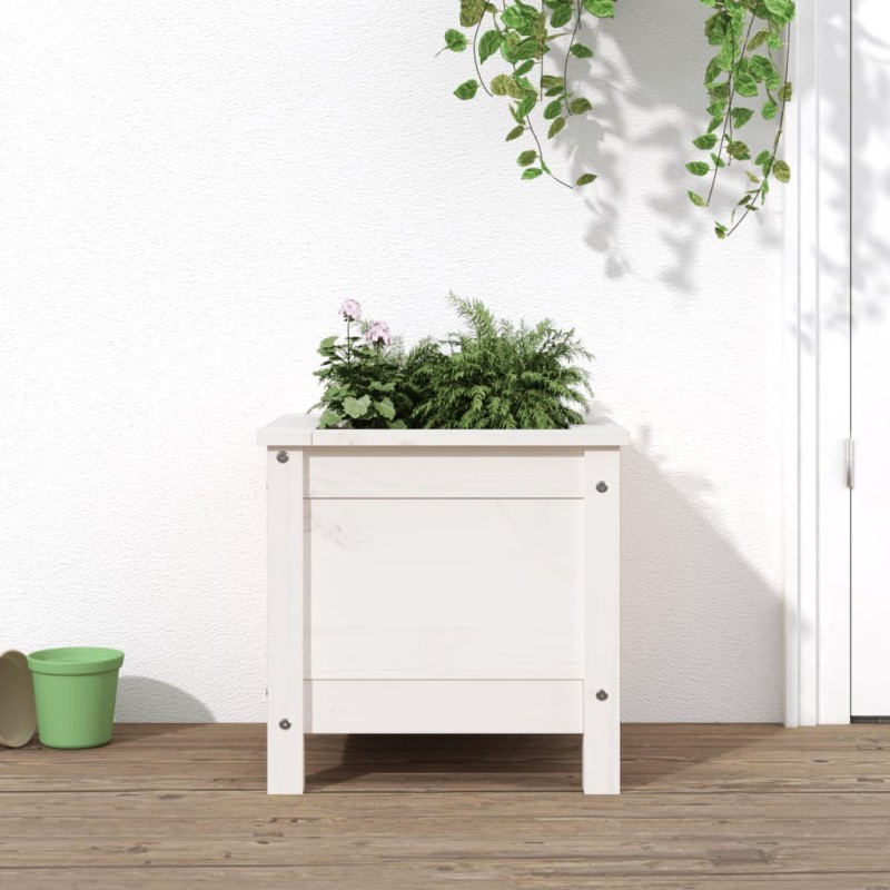 Vaso/floreira de jardim 40x40x39 cm pinho maciço branco-Vasos e floreiras-Home Retail