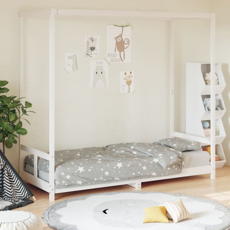 Estrutura de cama infantil 80x200 cm pinho maciço branco-Berços e camas infantis-Home Retail