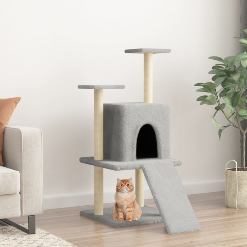 Árvore p/ gatos c/ postes arranhadores sisal 110 cm cinza-claro-Móveis para gatos-Home Retail