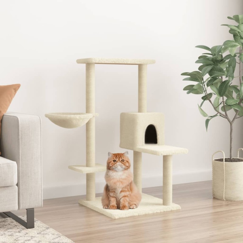 Árvore para gatos c/ postes arranhadores sisal 95 cm cor creme-Móveis para gatos-Home Retail