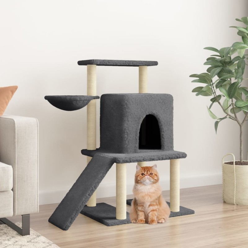 Árvore gatos c/ postes arranhadores sisal 96,5 cm cinza-escuro-Móveis para gatos-Home Retail