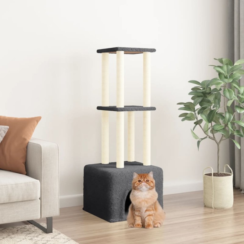 Árvore gatos c/ postes arranhadores sisal 133,5 cm cinza-escuro-Móveis para gatos-Home Retail