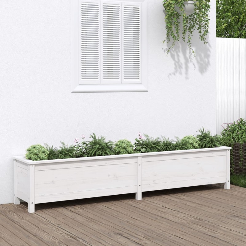 Canteiro elevado de jardim 199,5x40x39 cm pinho maciço branco-Vasos e floreiras-Home Retail