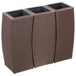 Vasos/floreiras de jardim 3 pcs vime PE castanho