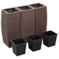 Vasos/floreiras de jardim 3 pcs vime PE castanho