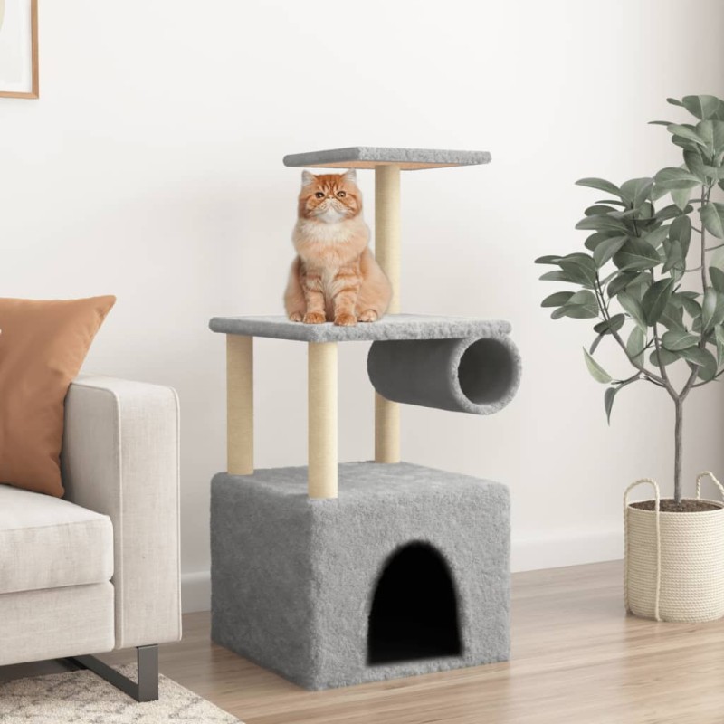 Árvore gatos c/ postes arranhadores sisal 109,5 cm cinza-claro-Móveis para gatos-Home Retail