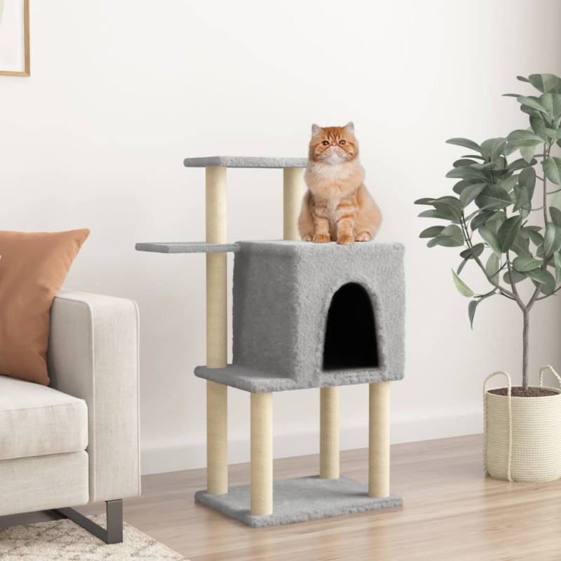 Árvore p/ gatos c/ postes arranhadores sisal 97 cm cinza-claro-Móveis para gatos-Home Retail