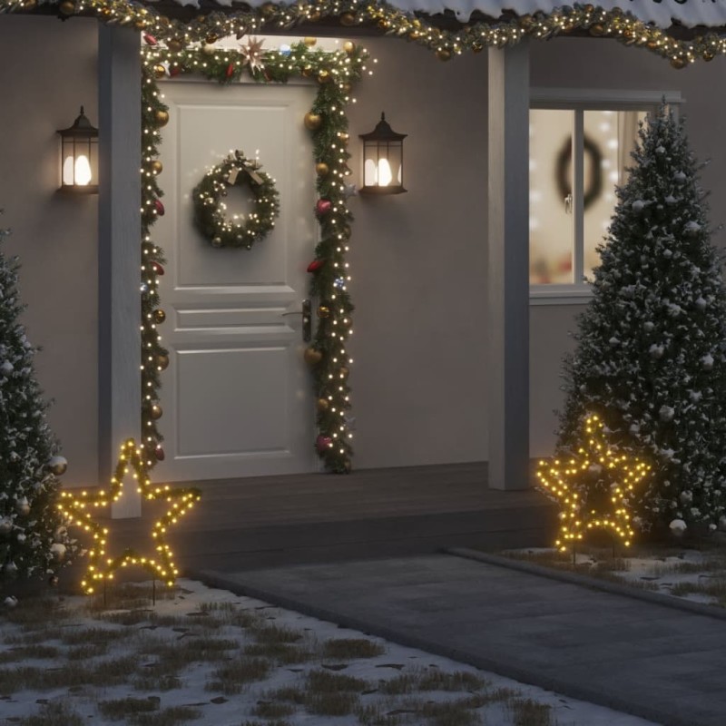 Decoração estrela de Natal c/ luz e estacas 80 luzes LED 60 cm-Luzes de Natal-Home Retail